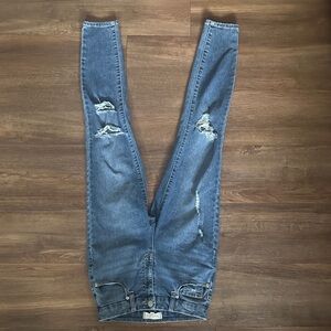 Classic Blue Distressed Skinny Jeans